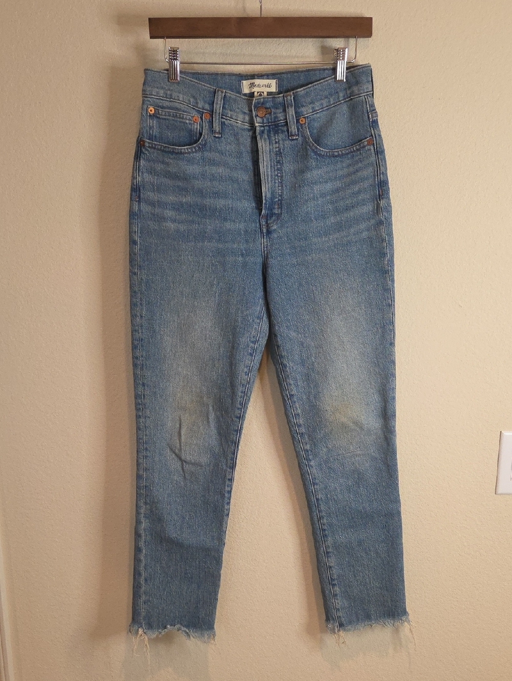 Madewell Medium Blue Raw-Hem Cropped Jeans